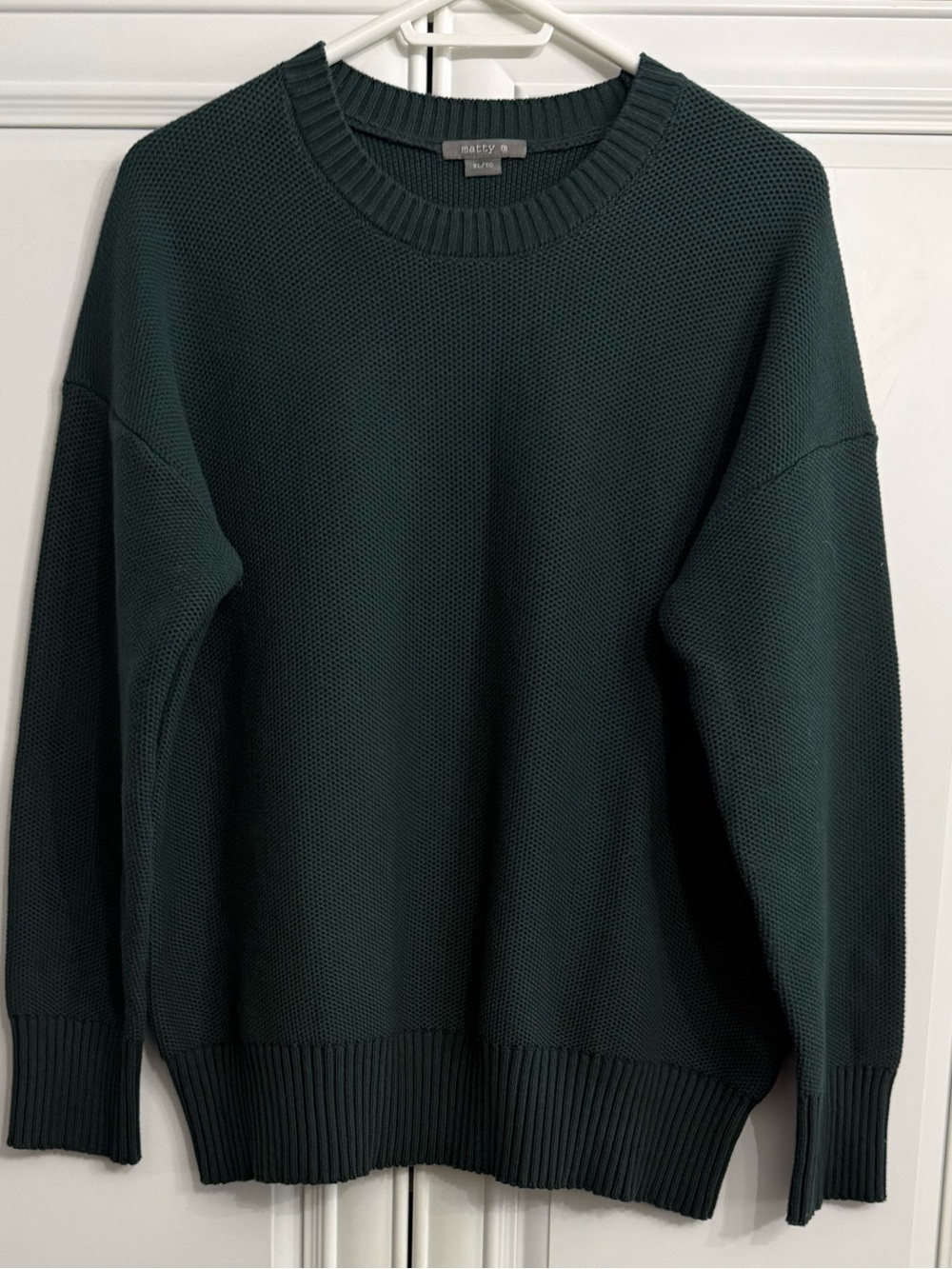 Matty M Size XL Forest Green Crewneck 100% Cotton Sweater Heavyweight EUC Unisex